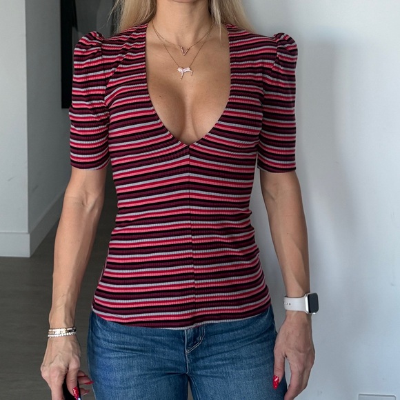 Reformation Tops - Reformation women’s striped fitted red top XS